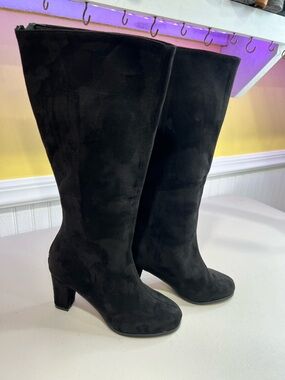 Classic Black Suede Knee-High Boots
